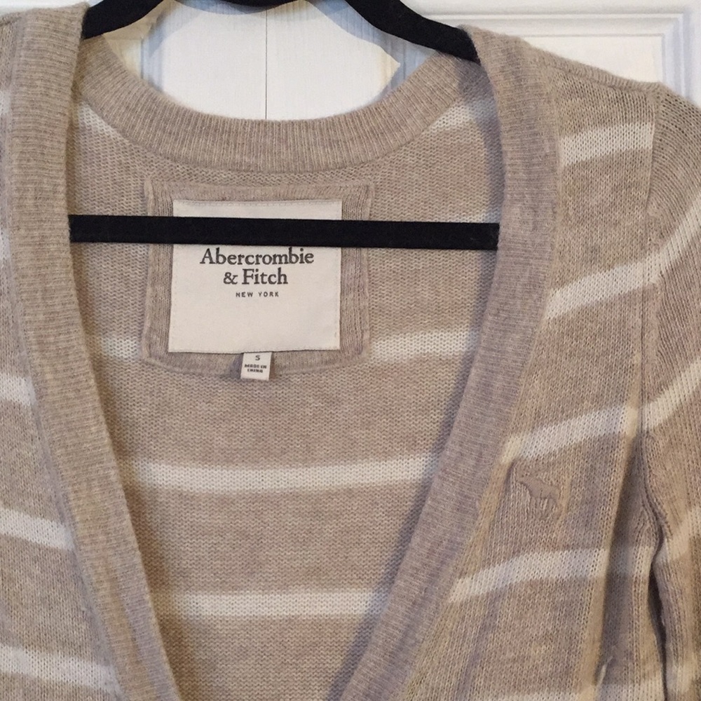Abercrombie Tan and White Cardigan